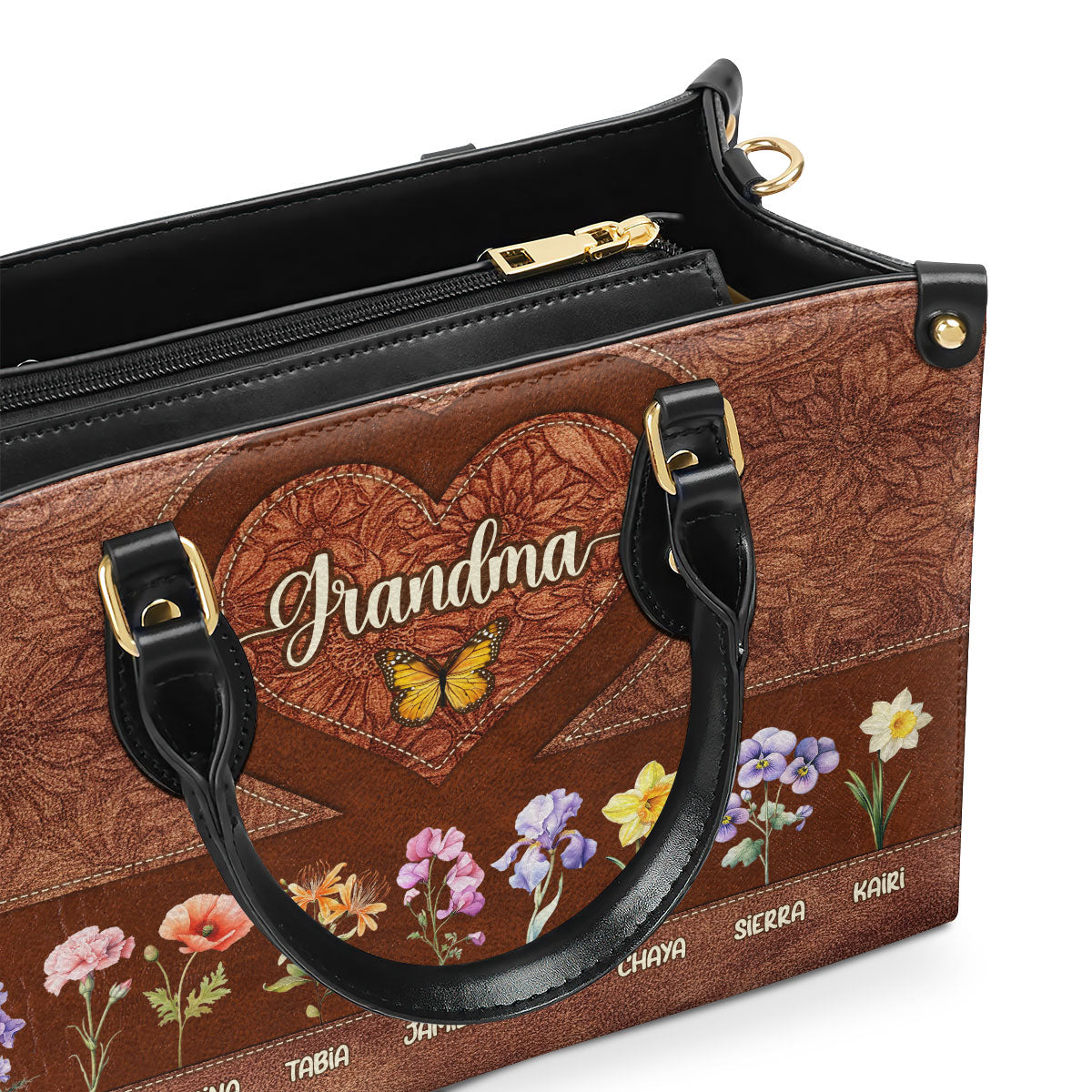 Grandma Mom Birth Month - Personalized Leather Handbag SBLHBLM1392D