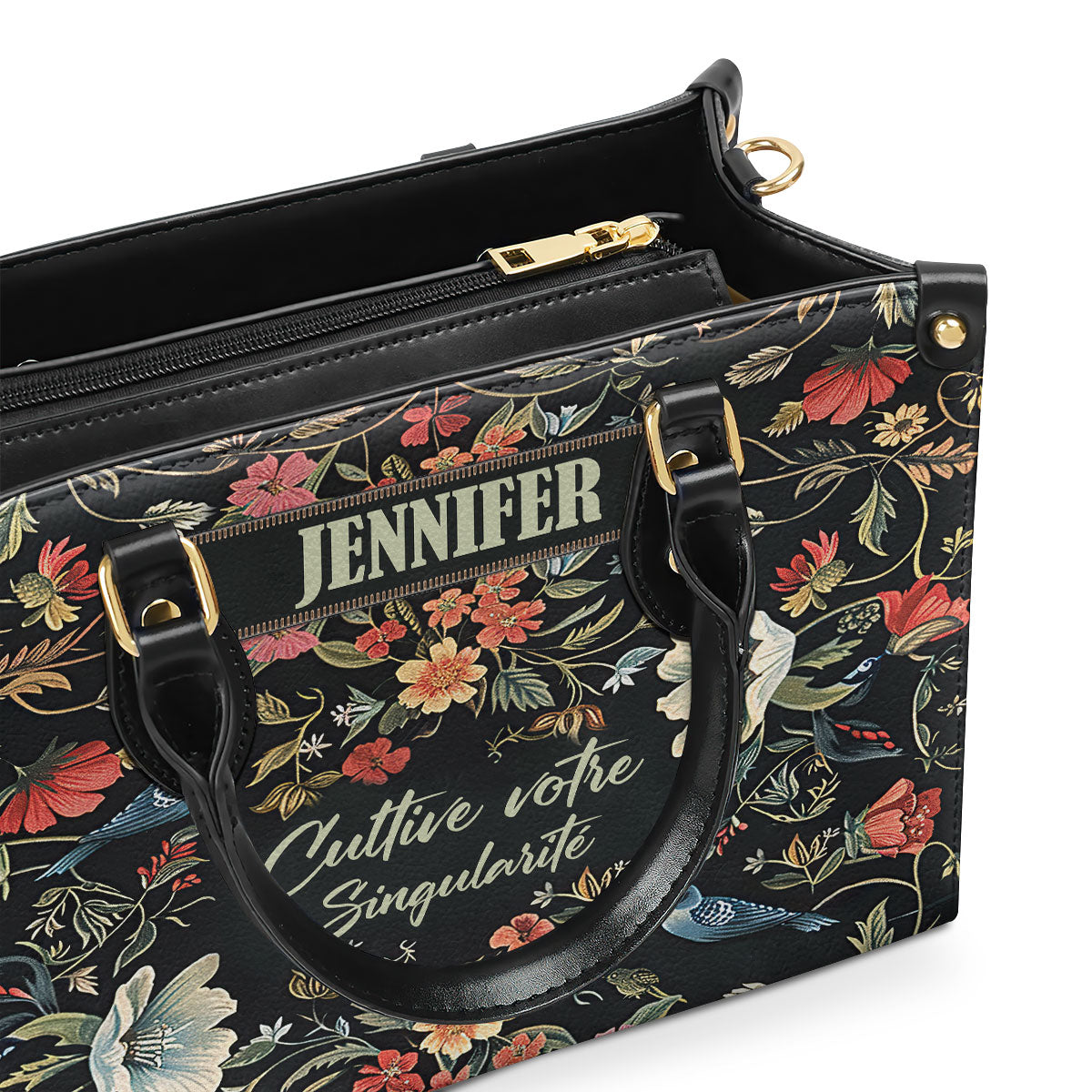 Cultive Votre Singularite - Personalized Leather Hand Bag SBLHBT64