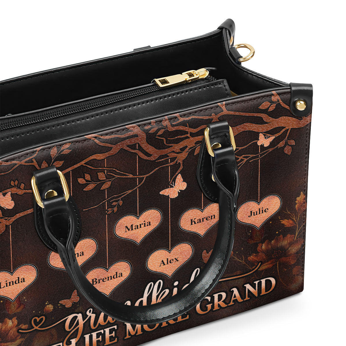 Grandkids Make Life More Grand - Personalized Leather Handbag MB74