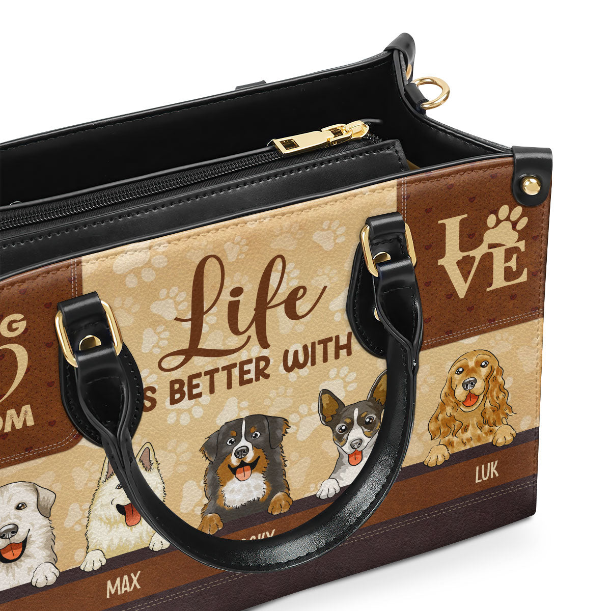 Life Is Better With Dogs - Personalized Leather Handbag STB153