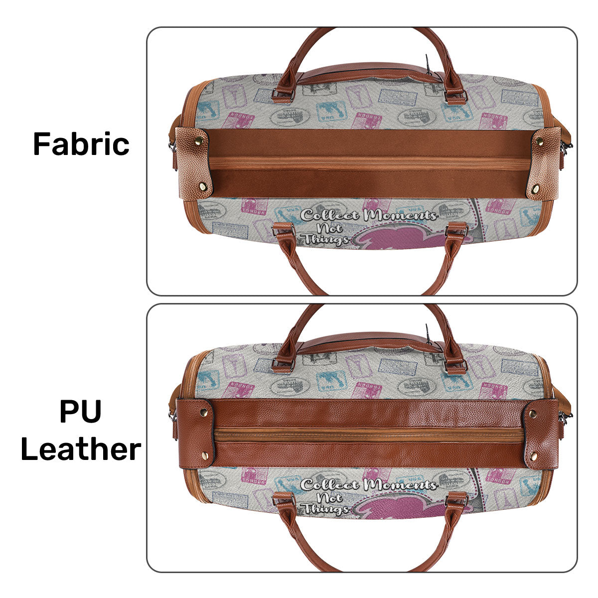 Collect Memories Not Things - Personalized Leather Duffle Bag SBDBT76