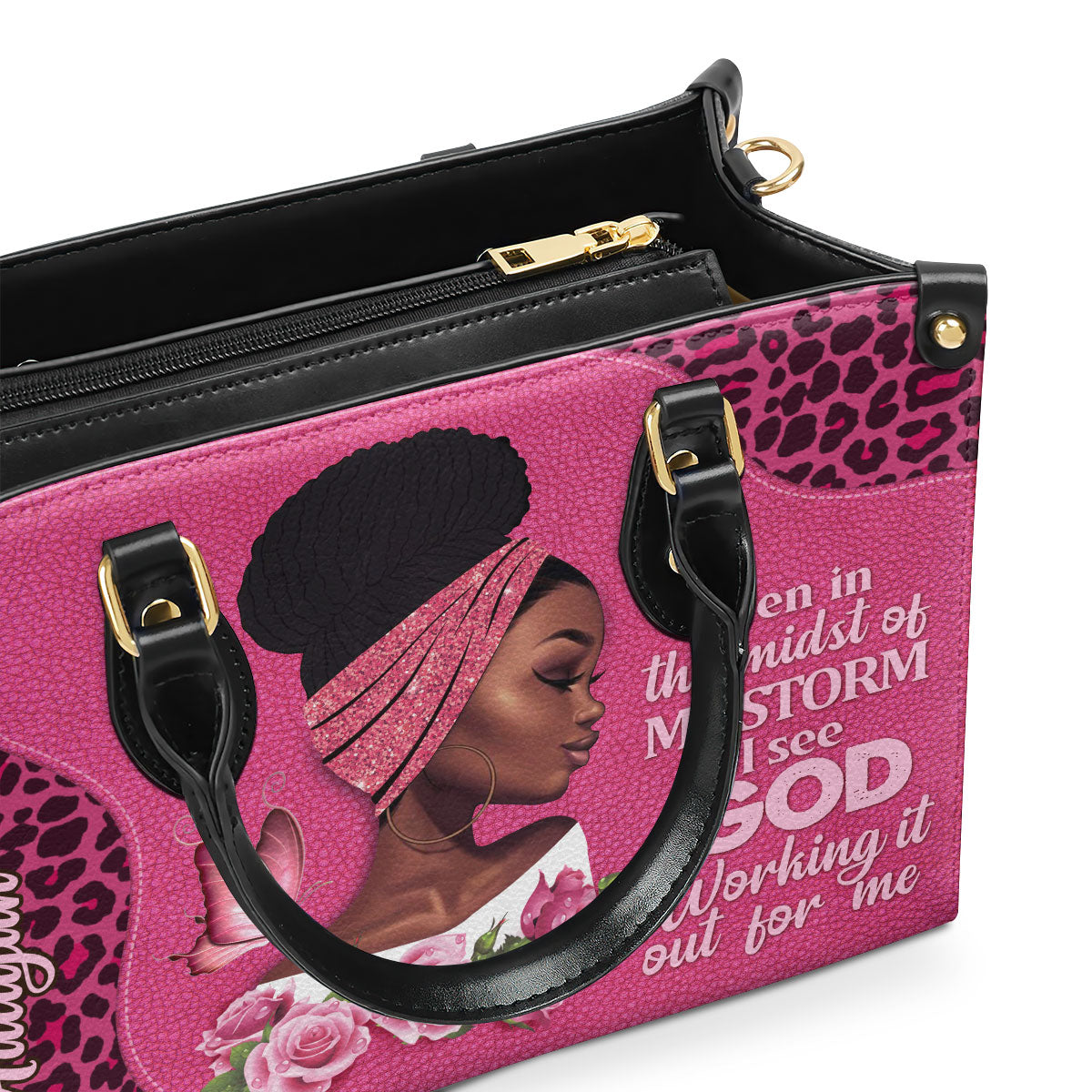 I See God Working It For Me - Personalized Leather Handbag STB164