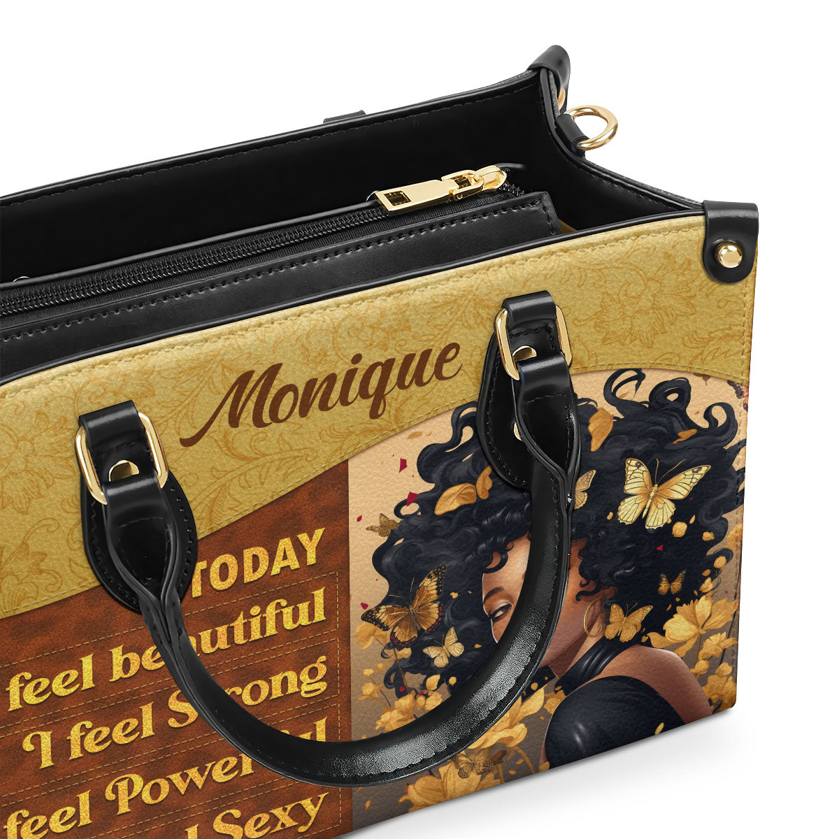 Today I Feel - Personalized Leather Hand Bag STB79