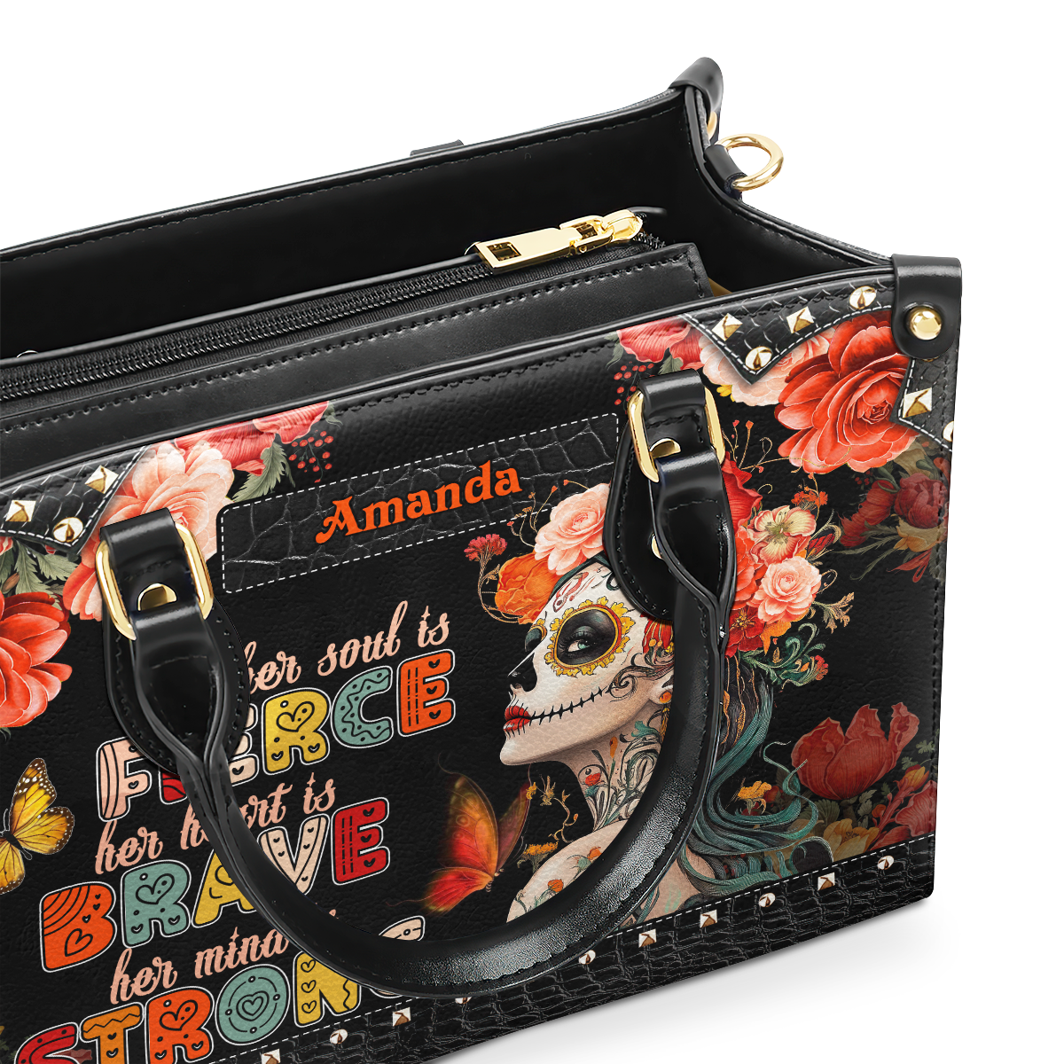 Her Soul Is Fierce - Personalized Leather Handbag SBLHBLM2626TA