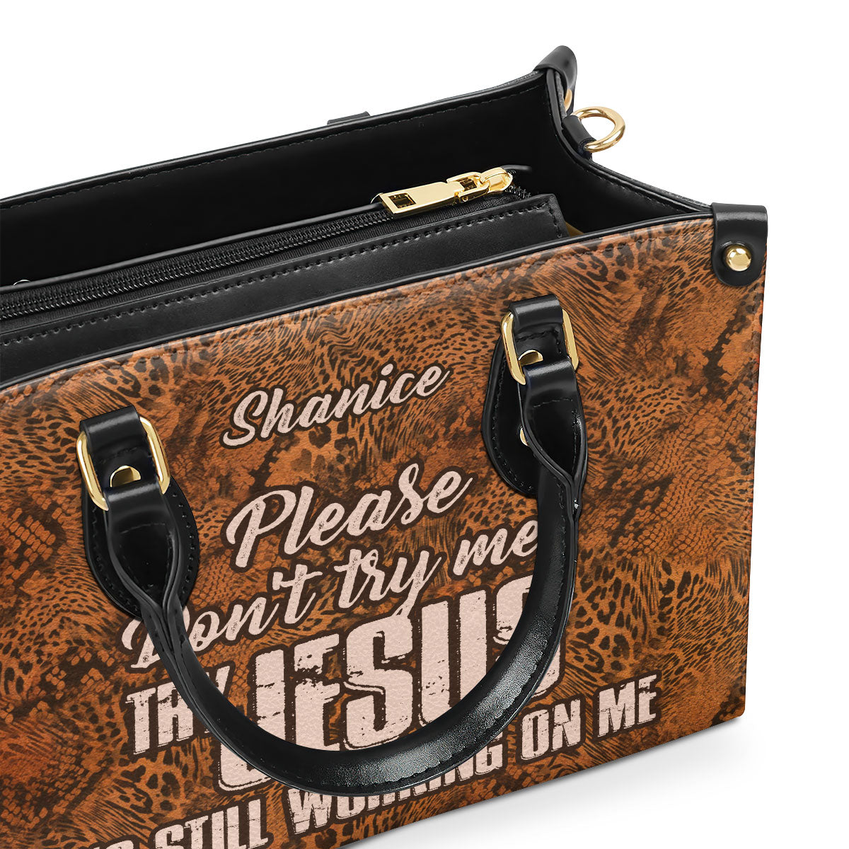 Please Don't Try Me Try Jesus - Personalized Leather Handbag STB205