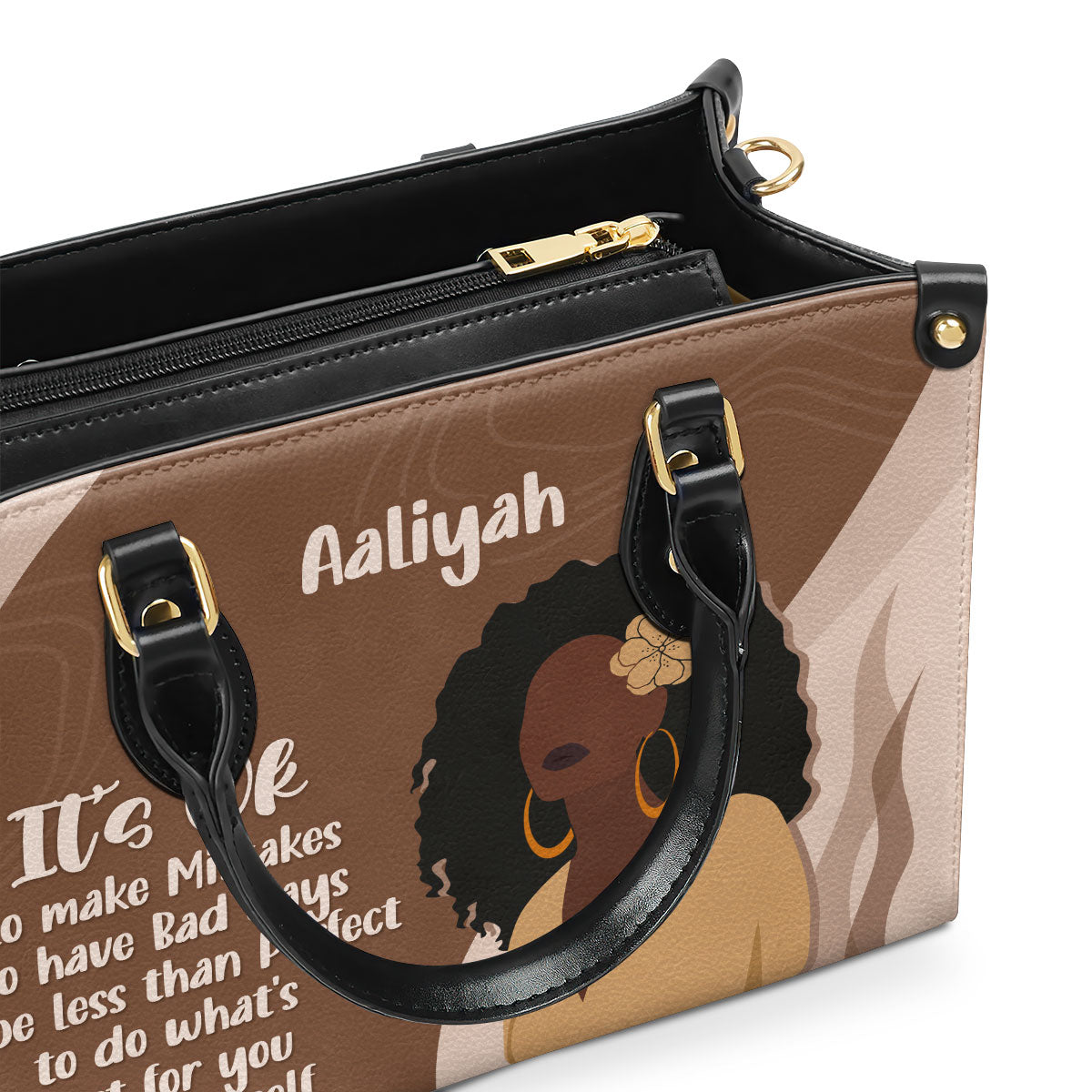 It Is Ok To Be Less Than Perfect - Personalized Leather Hand Bag STB105