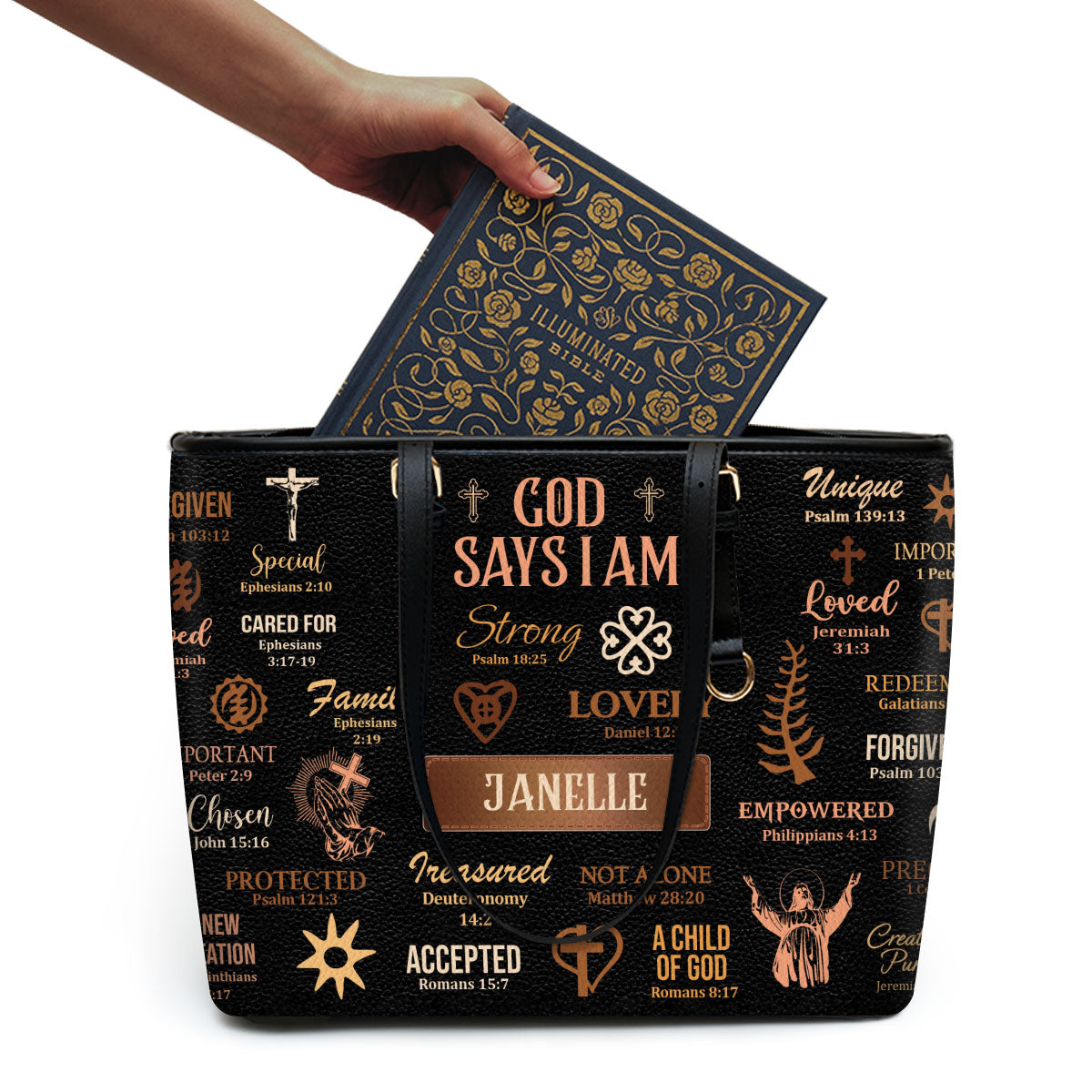 God Says I Am - Personalized Leather Totebag MB21