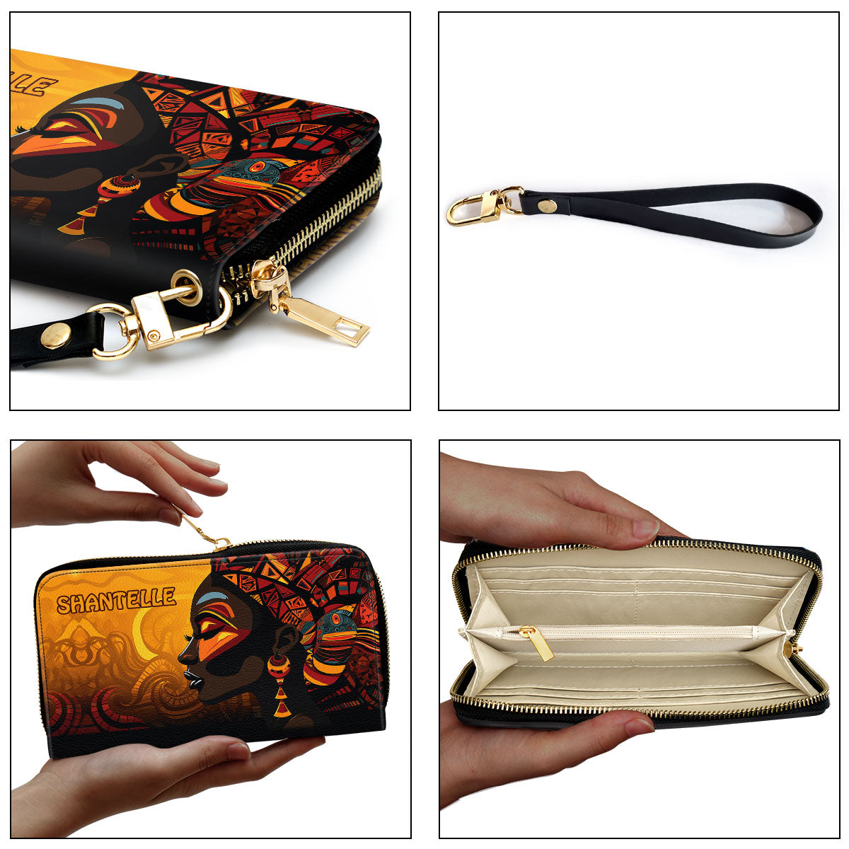 African Culture- Personalized Leather Clutch Purse SB102