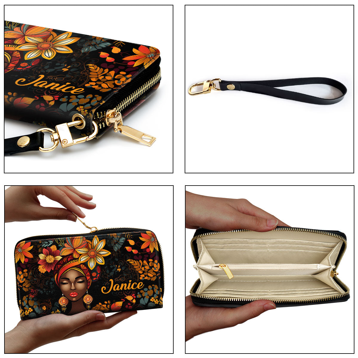 Radiant Roots - Personalized Leather Clutch Purse SB103
