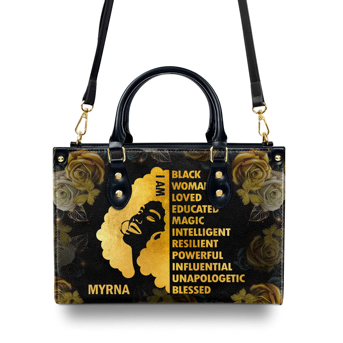 I Am Black - Personalized Leather Handbag STB05
