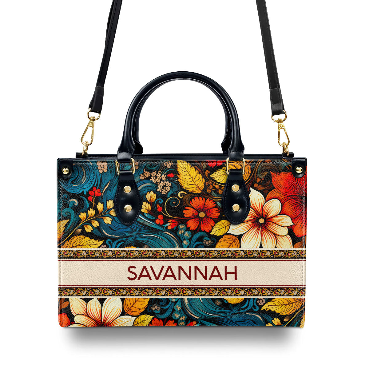 Bohemian - Flower - Personalized Leather Handbag STB135
