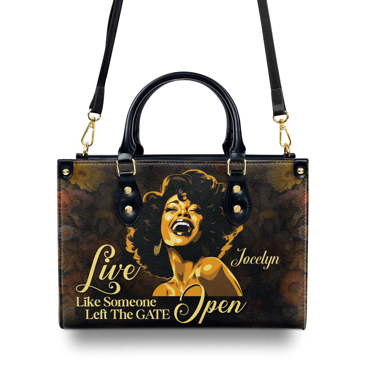 Live Like Someone Left The Gate Open - Personalized Leather Handbag STB14