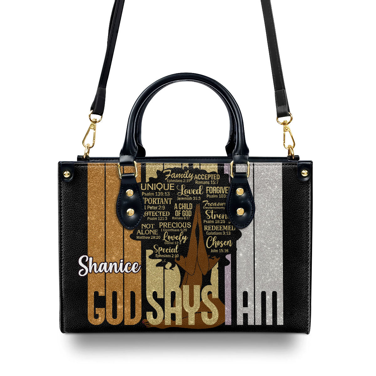 God Says I am - Personalized Leather Handbag STB148