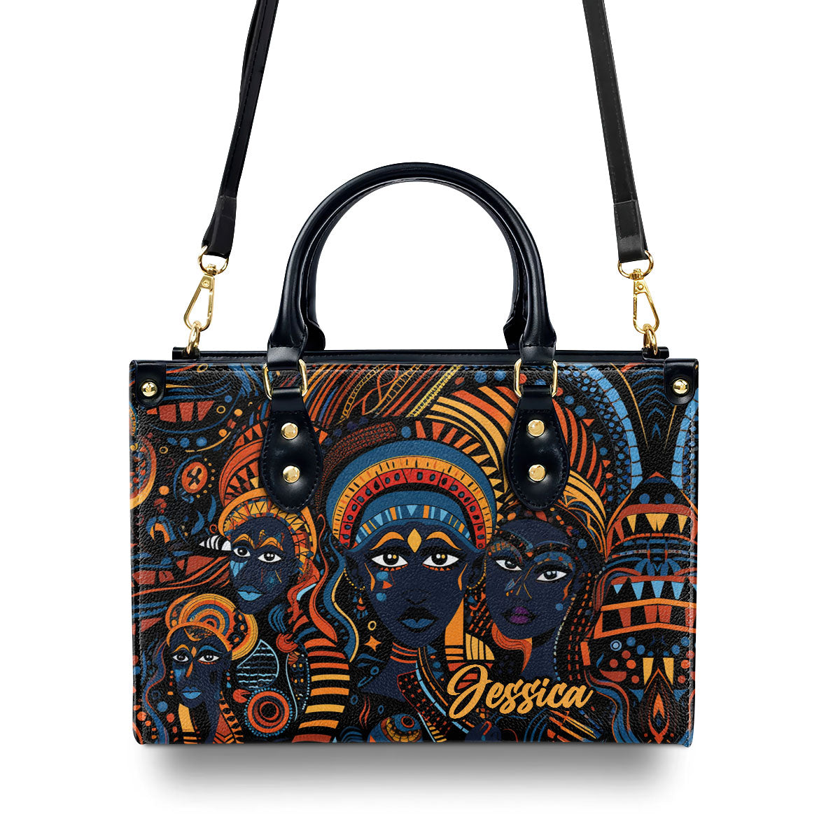 The Origin Black Art - Personalized Leather Handbag With Unique Texture STB16