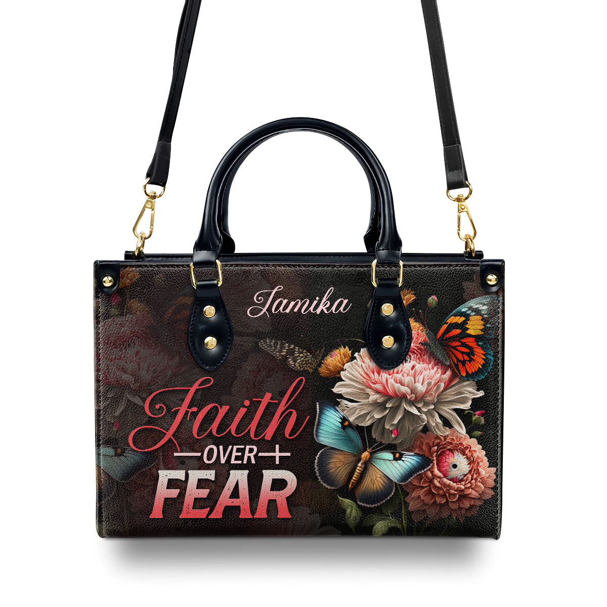 Faith Over Fear - Personalized Leather Handbag STB28