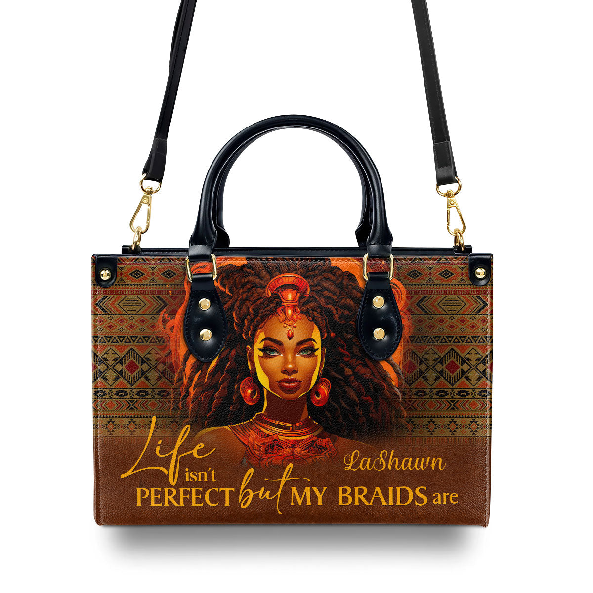 Life Isn’t Perfect But My Braids Are - Personalized Leather Handbag STB37