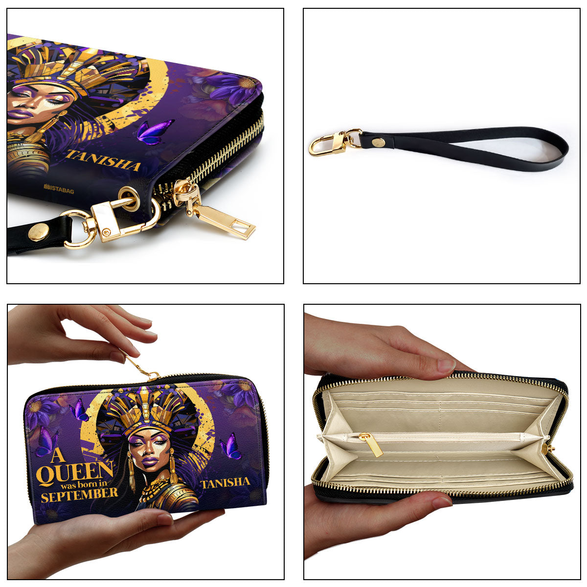 A Beautiful Queen - Personalized Leather Clutch Purse STB58