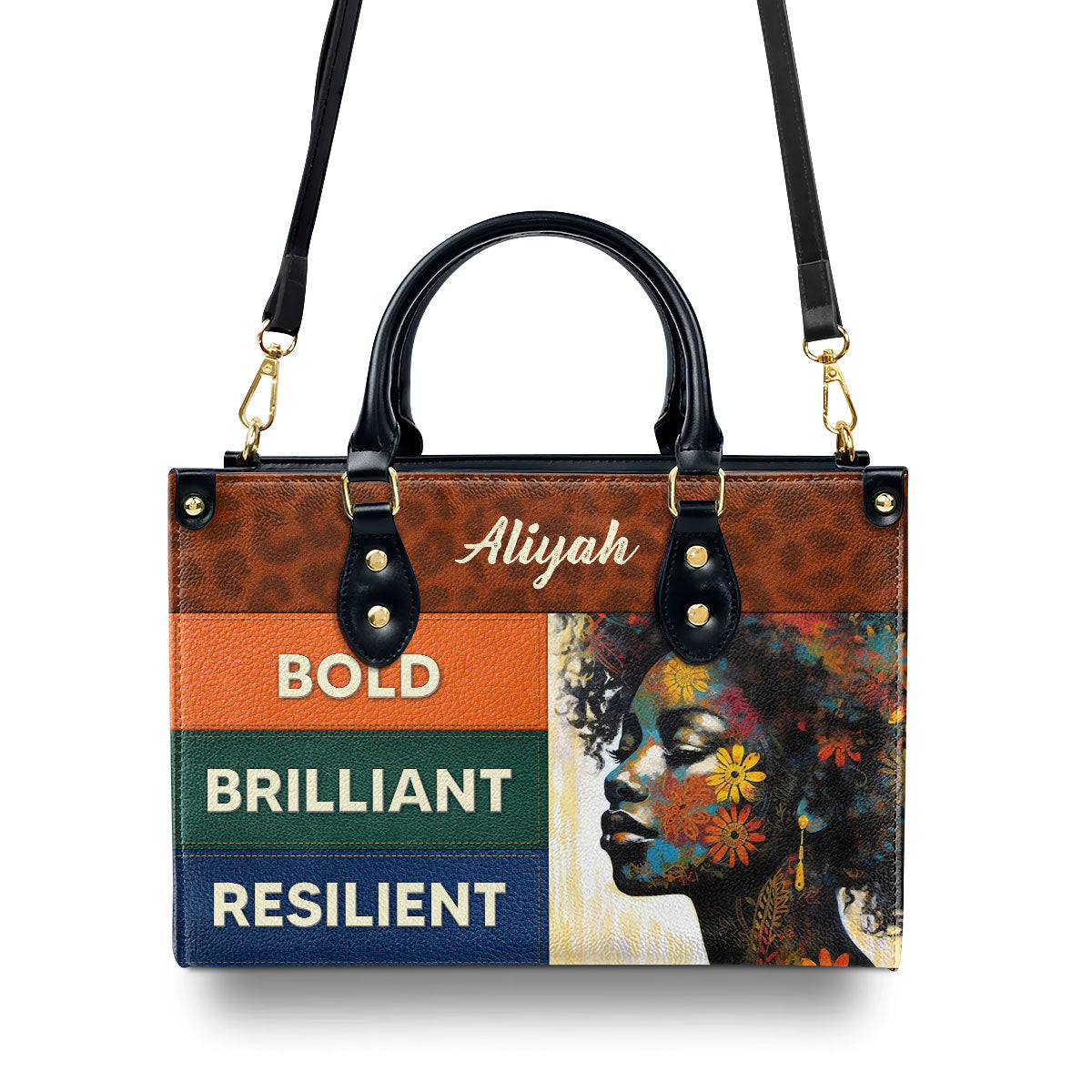 Bold Brilliant Resilient - Personalized Purple Leather Handbag STB69
