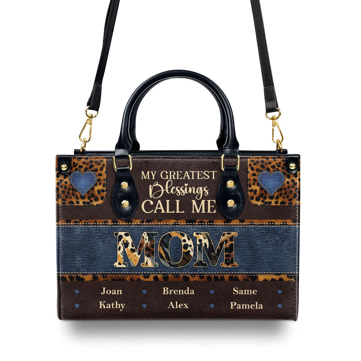 My Greatest Blessings Call Me Mom - Personalized Leather Handbag MB75A