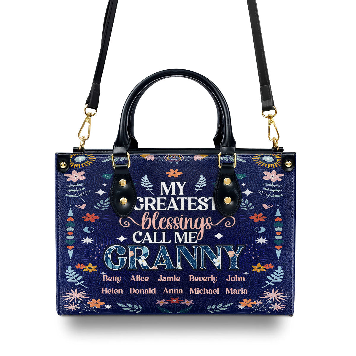 My Greatest Blessings Call Me Mom - Personalized Leather Handbag SBLHBLM2230TA
