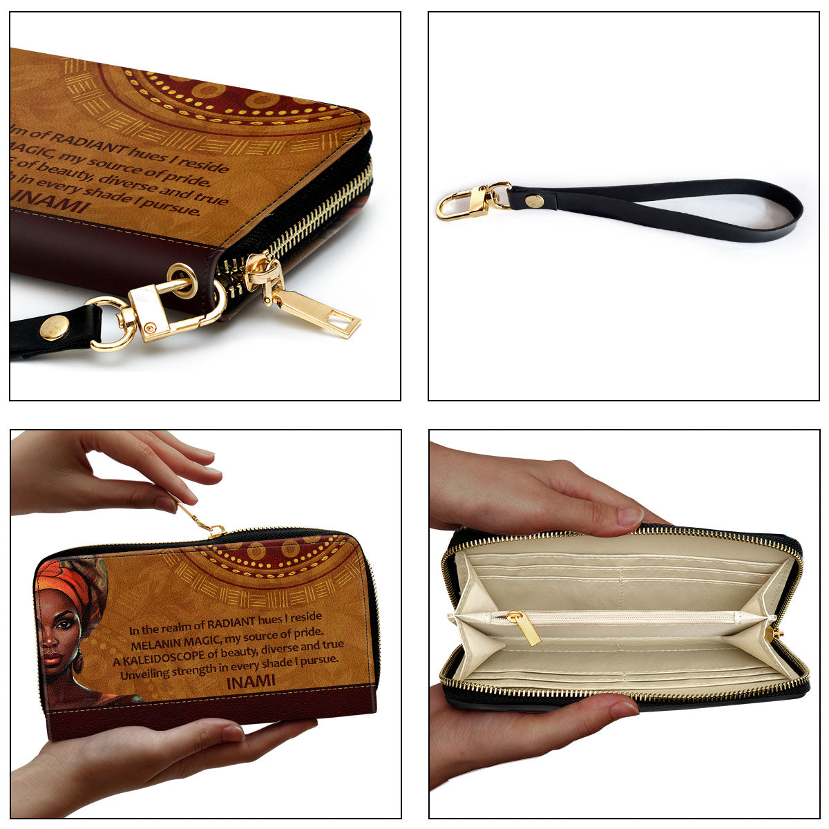 Kaleidoscope of Beauty - Personalized Leather Clutch Purse SB01