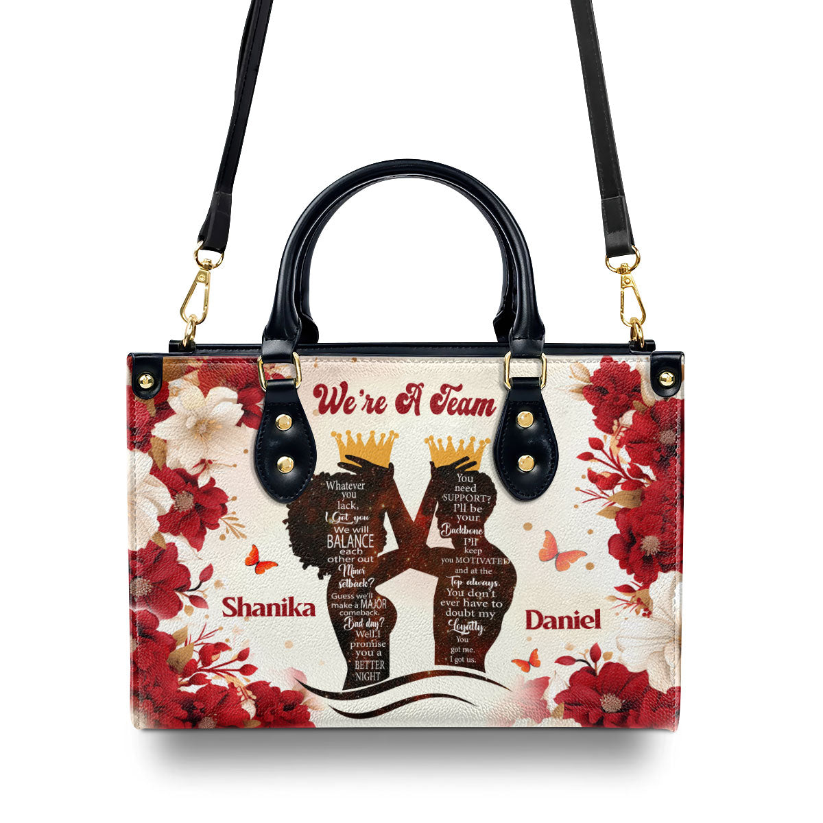 We're A Team - Personalized Leather Handbag STB154