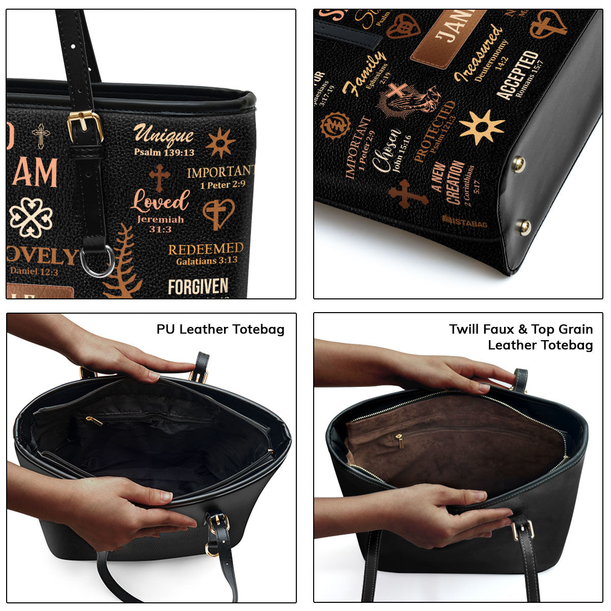 God Says I Am - Personalized Leather Totebag MB21