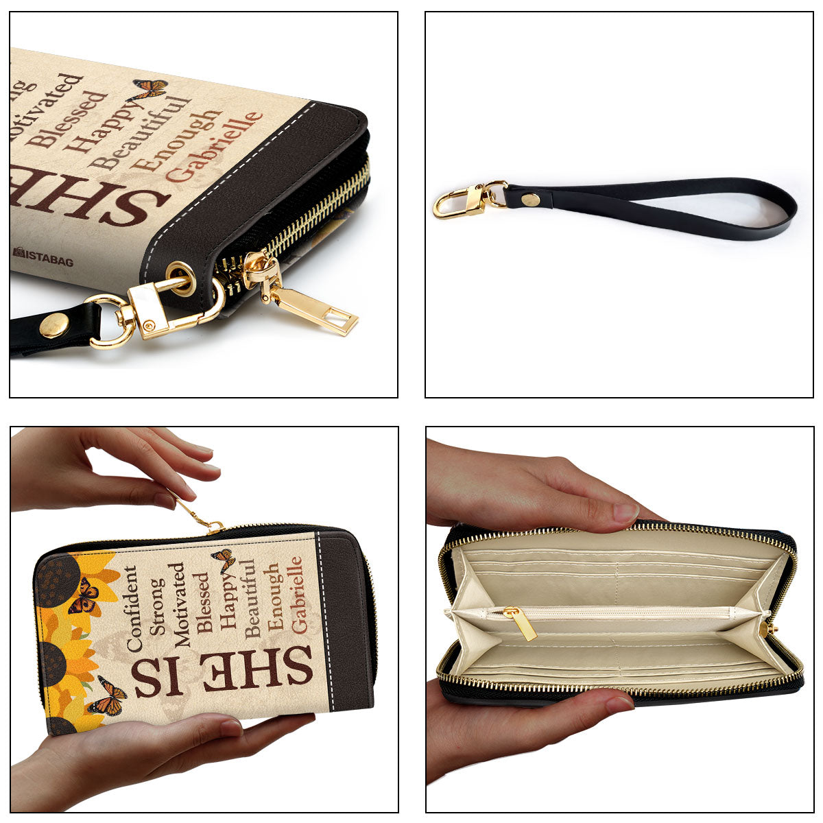 She Is - Personalized Leather Clutch Purse SB12