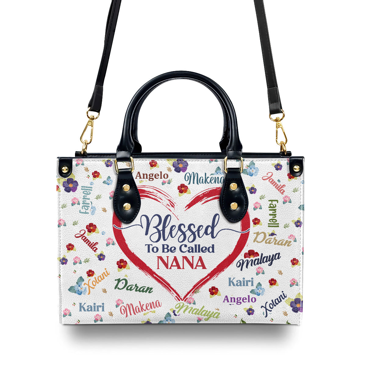Blessed To Be Called Nana - Personalized Leather Handbag