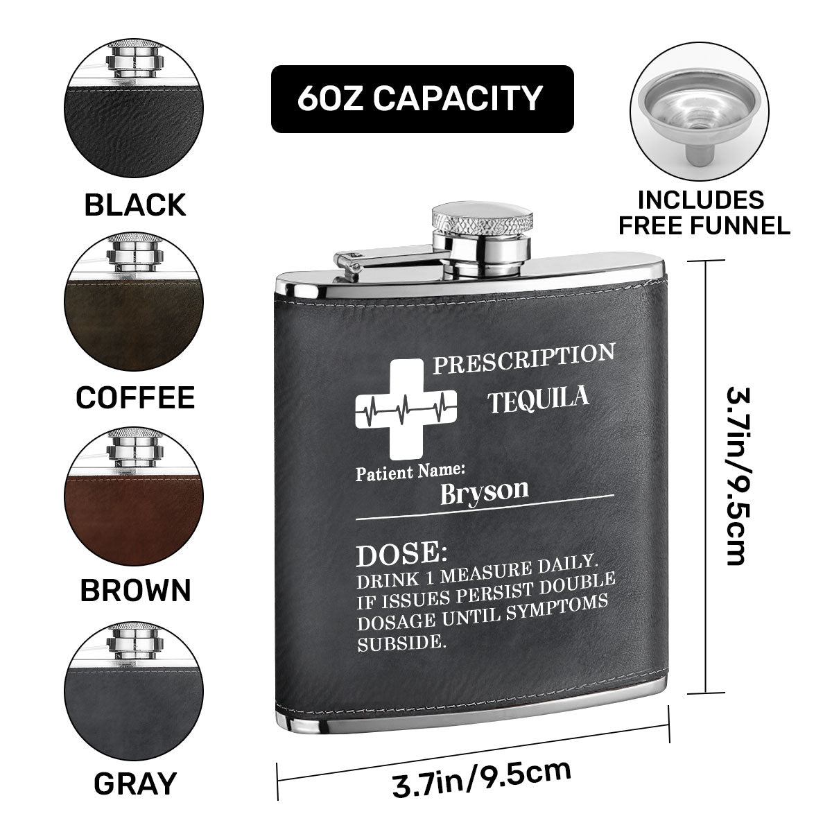 Drinking Is My Therapy - Personalized Leather Flask SBLFLALM2126L