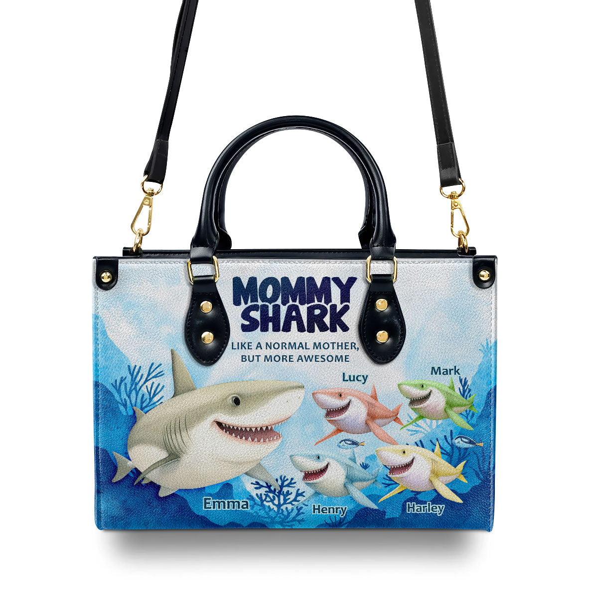 Mommy Shark - Personalized Leather Handbag SB250