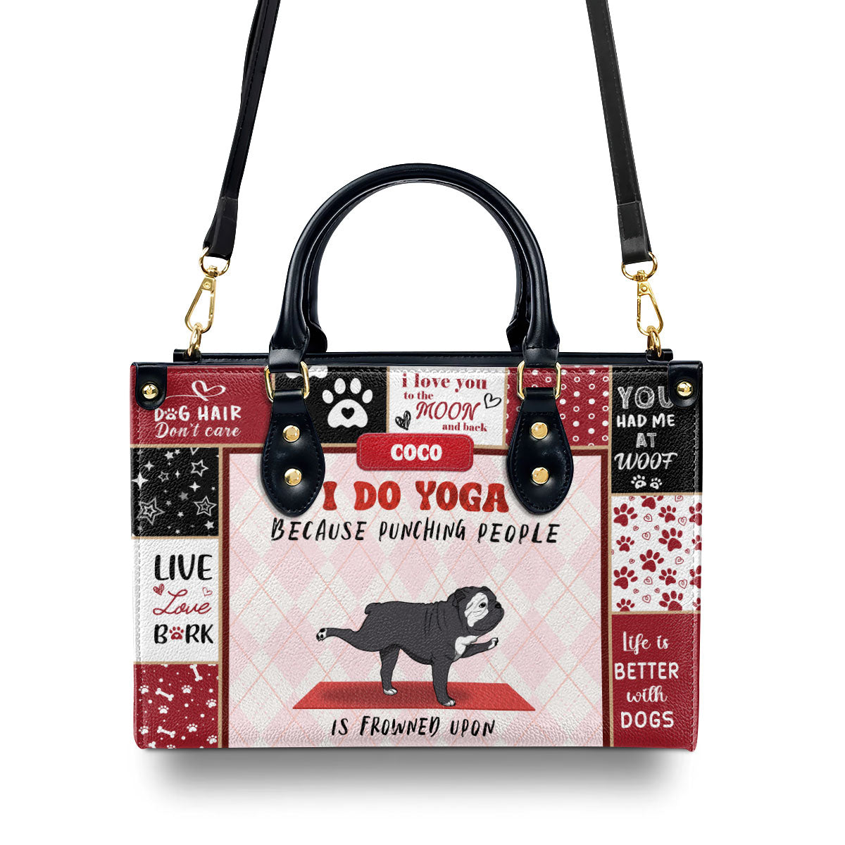 I Do Yoga - Personalized Leather Hand Bag SBLHBHA31