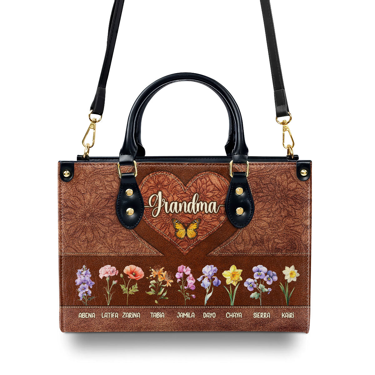 Grandma Mom Birth Month - Personalized Leather Handbag SBLHBLM1392D