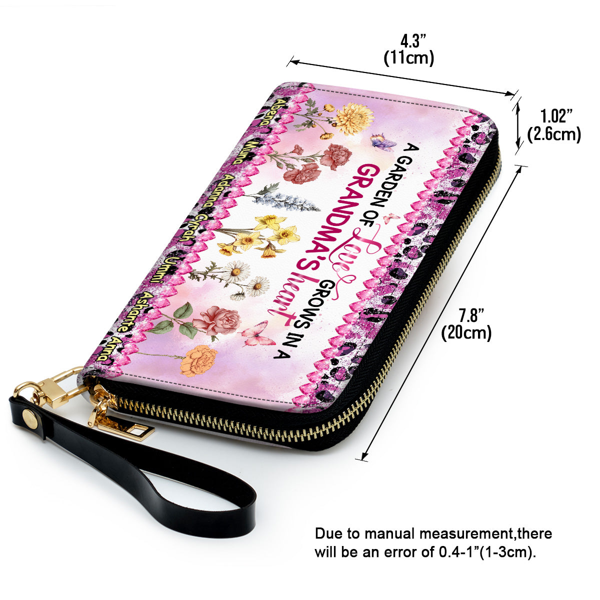 A Garden Of Love Grows In A Grandma's Heart - Personalized Leather Clutch Purse