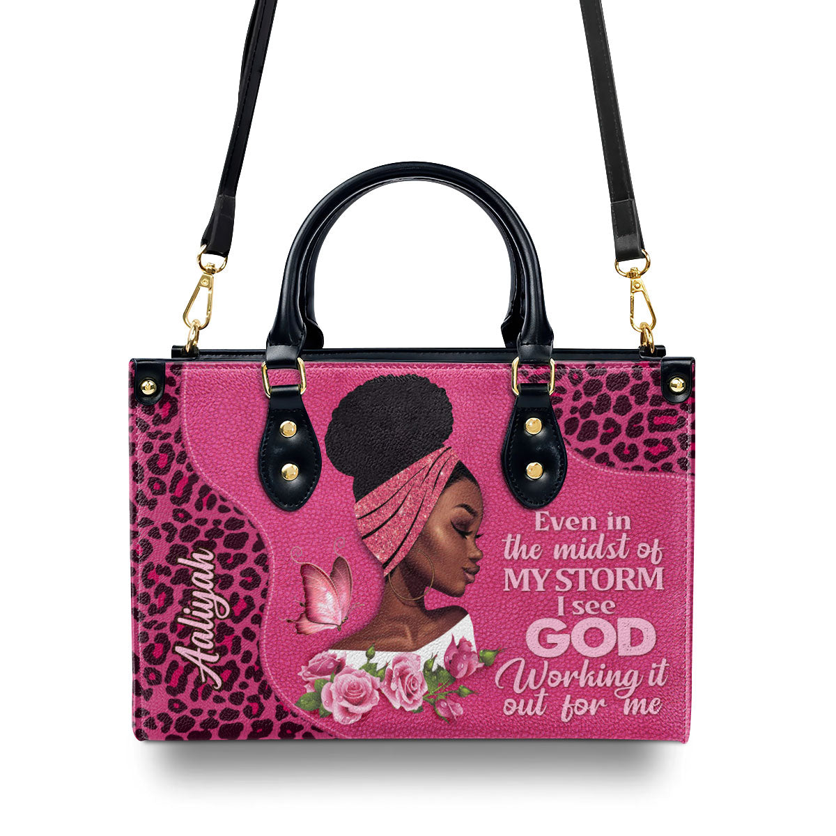 I See God Working It For Me - Personalized Leather Handbag STB164