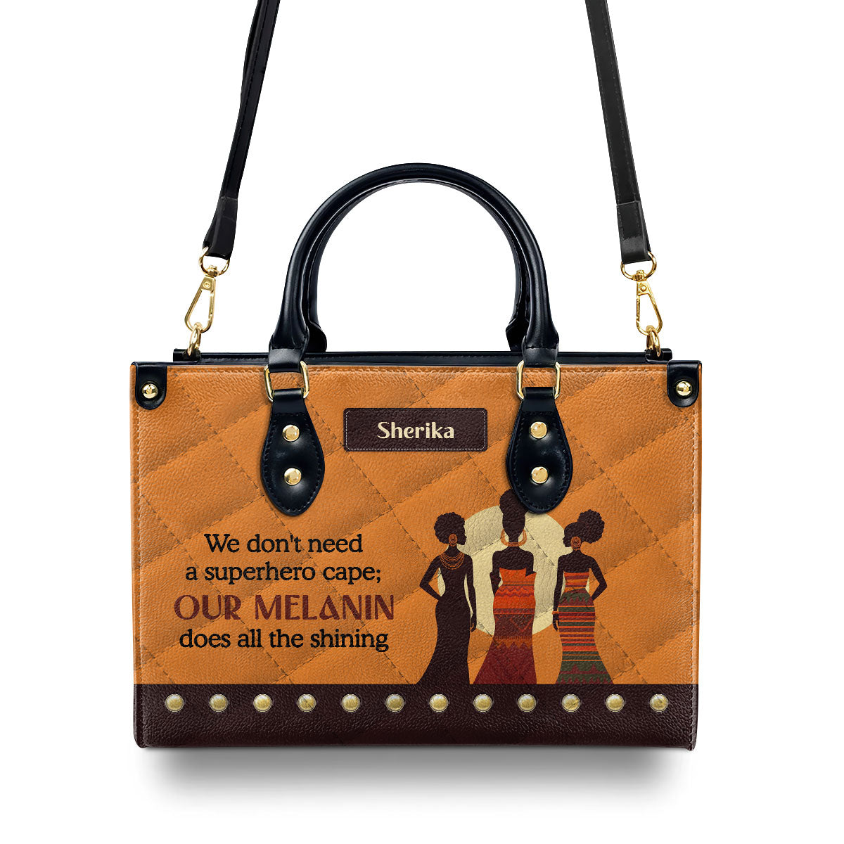 Our Melanin Does All The Shining - Personalized Leather Handbag SB20