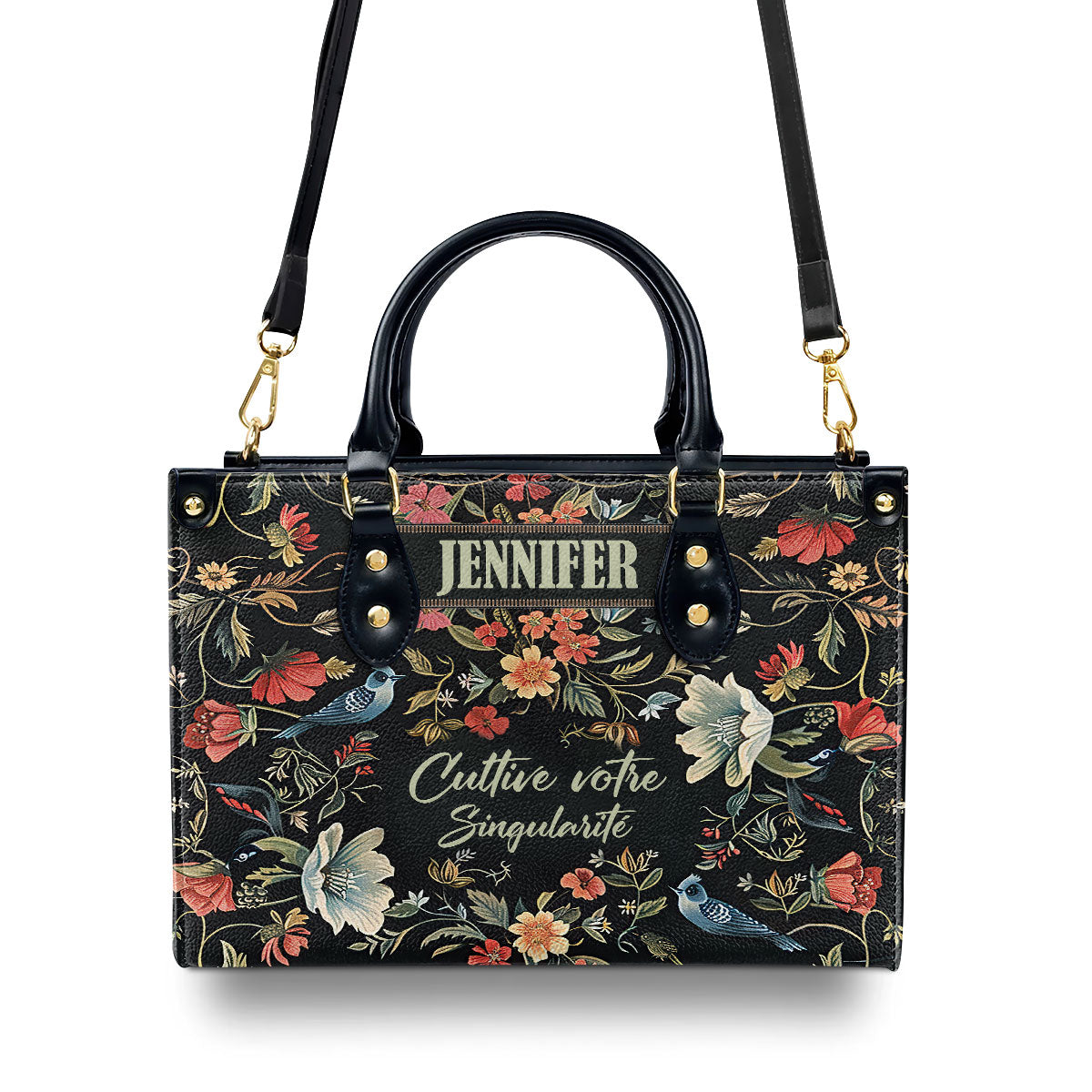 Cultive Votre Singularite - Personalized Leather Hand Bag SBLHBT64