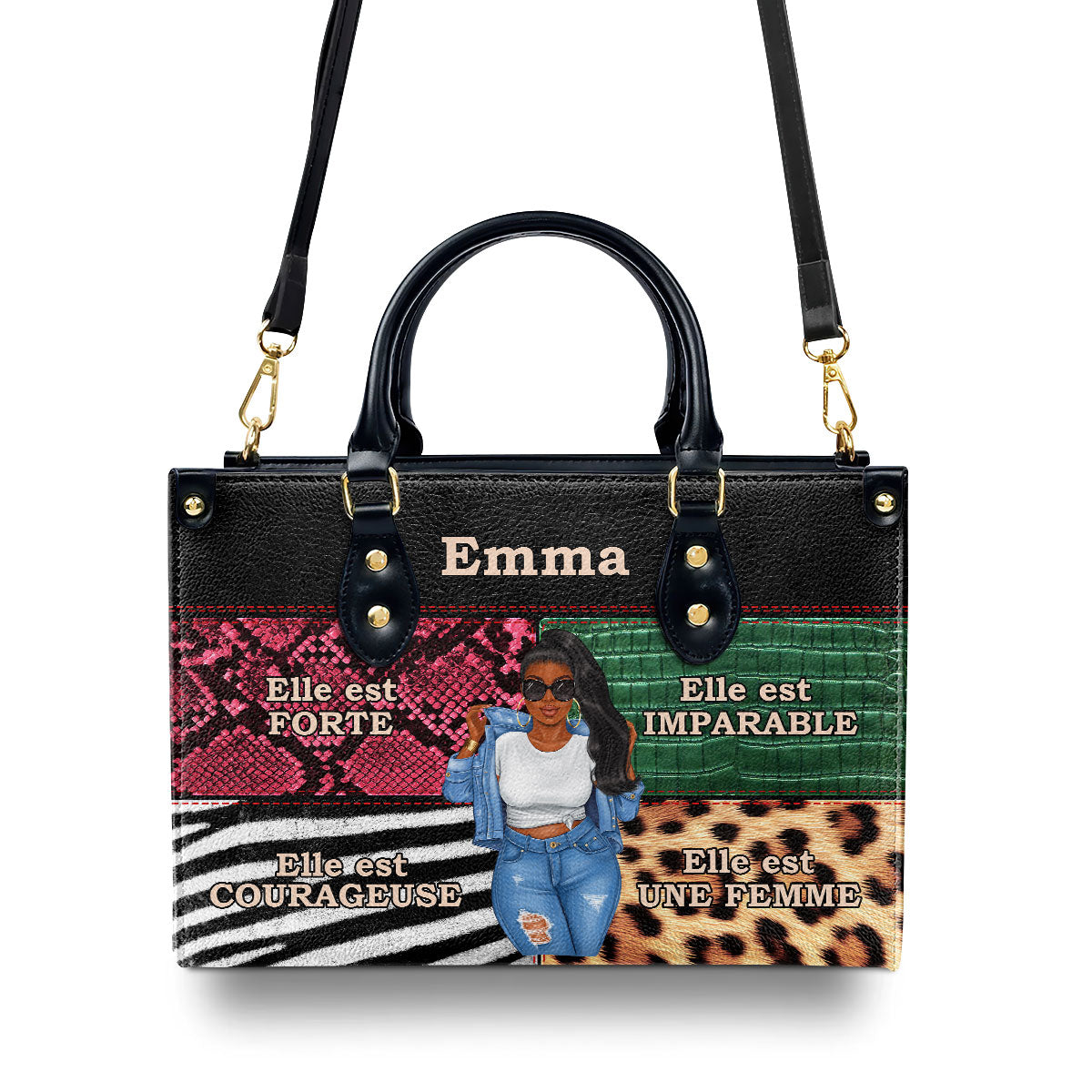 Elle Est Forte - Personalized Leather Hand Bag SBLHBT68