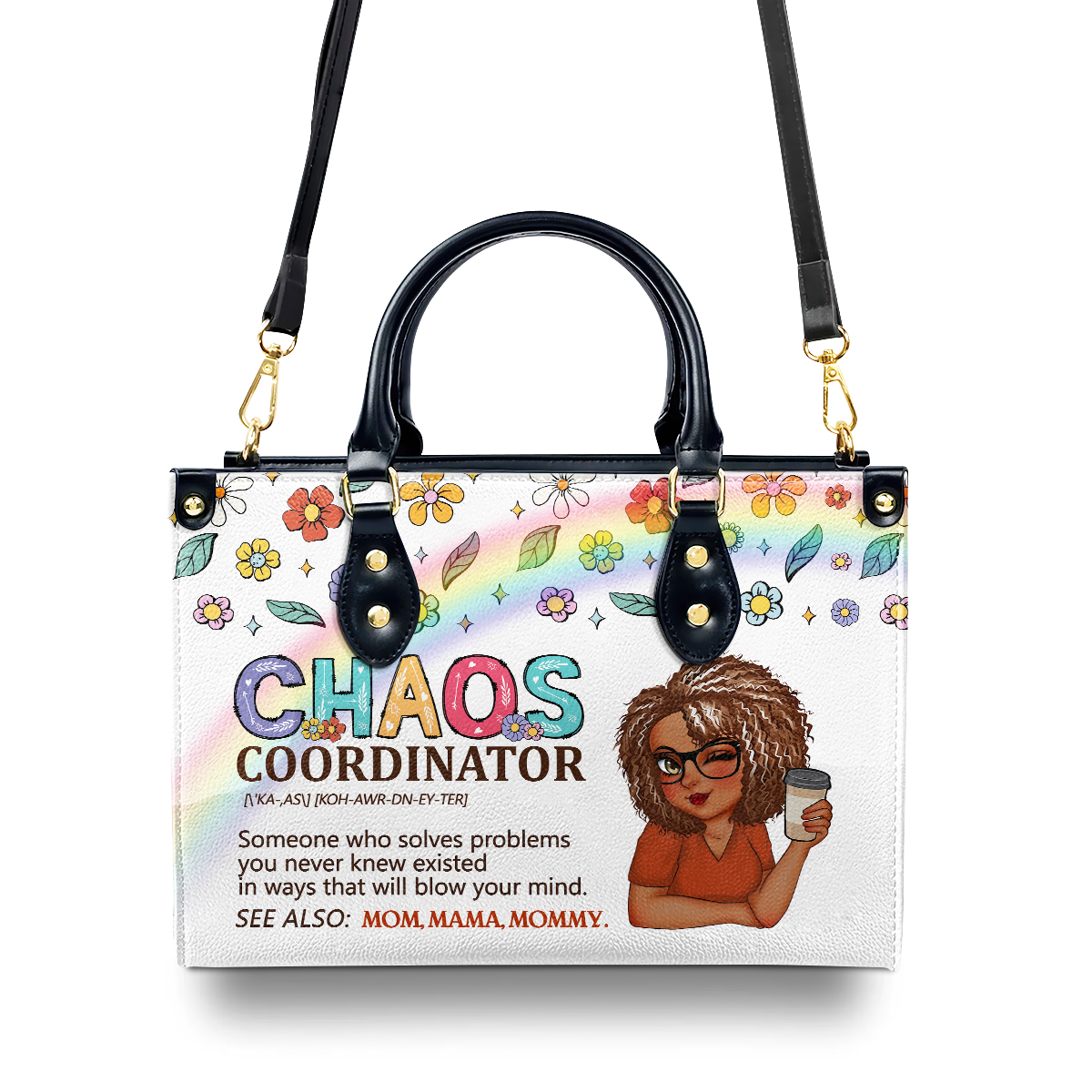 Mom Grandma Chaos Coordinator - Personalized Leather Handbag SBLHBLM2240D
