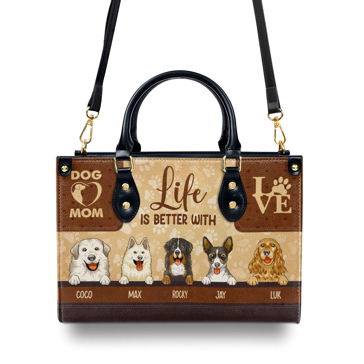Life Is Better With Dogs - Personalized Leather Handbag STB153