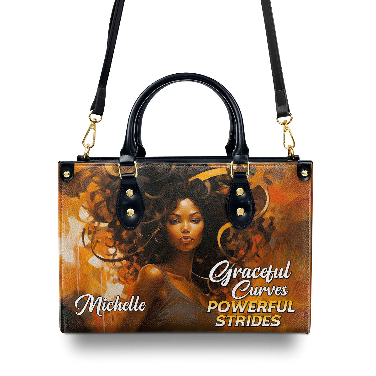 Graceful Curves Powerful Strides - Personalized Leather Handbag SB305