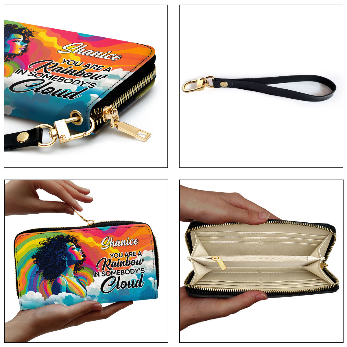 You Are A Rainbow - Personalized Leather Clutch Purse STB48