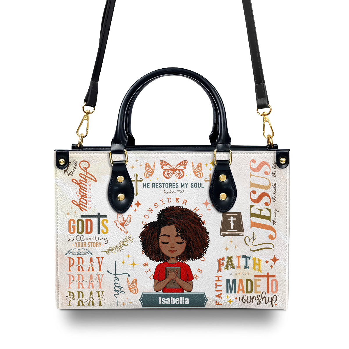 Faith Pray On It - Personalized Leather Handbag SBLHBLTN1357L