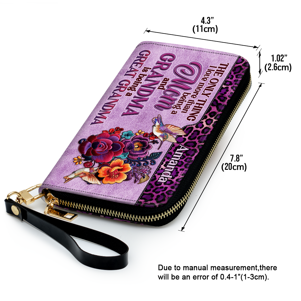 Mom Grandma Great Grandma Hummingbird - Personalized Leather Clutch Purse SBCPLM2553D