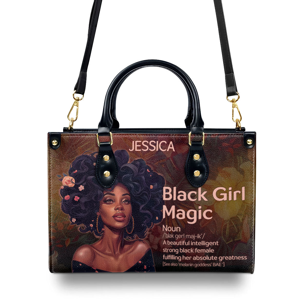 Black Girl Magic - Personalized Leather Handbag SBN03