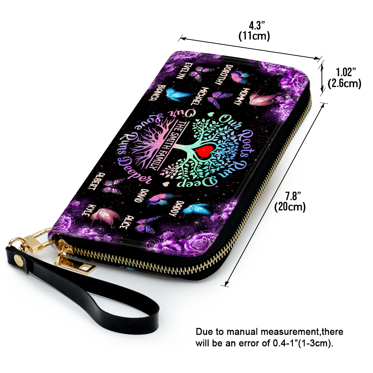 Our Roots Run Deep Our Love Runs Deeper - Personalized Leather Clutch Purse SBCPLM2546D
