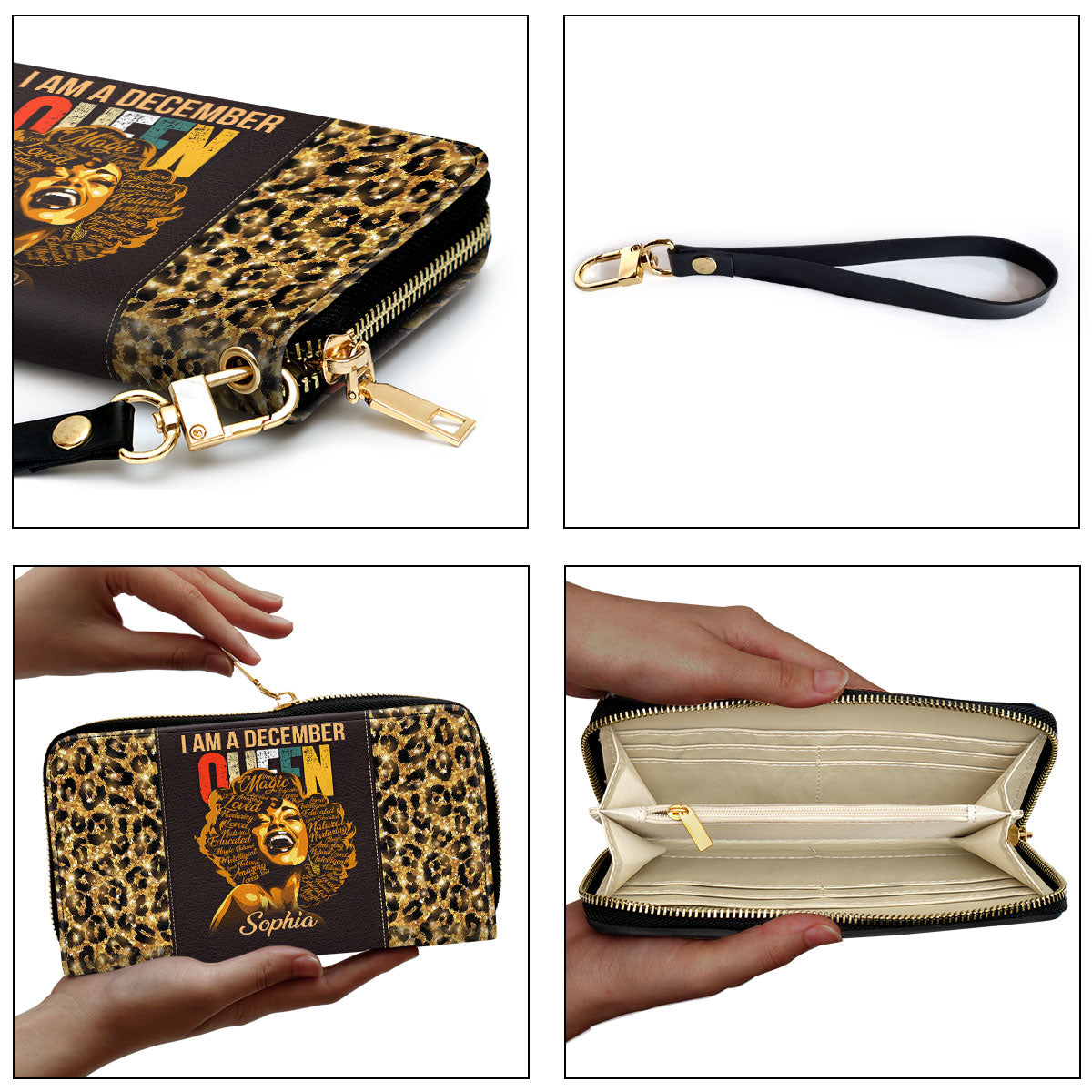 I Am A Queen - Personalized Leather Clutch Purse STB12
