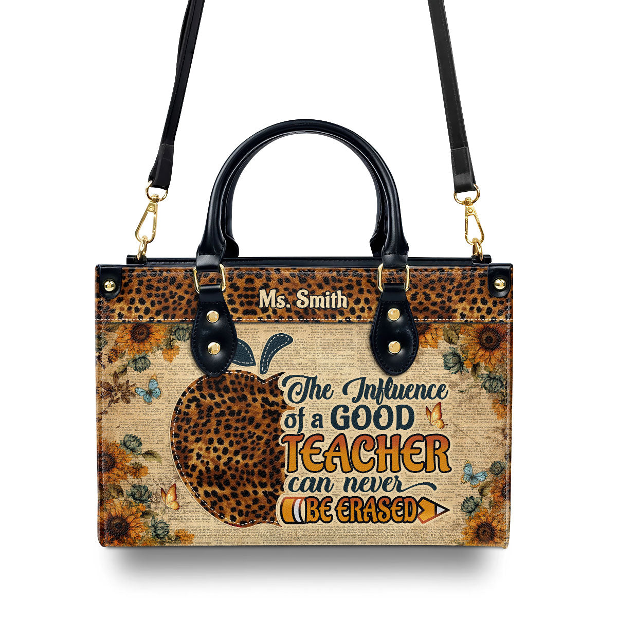 The Influence Of A Good Teacher Can Never Be Erased - Personalized Leather Handbag SBLHBLM949TA