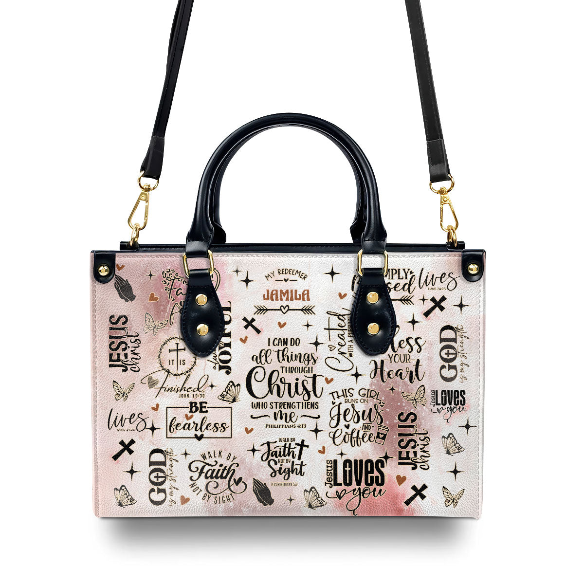 I Can Do All Things Through Christ Who Strengthens Me - Personalized Leather Handbag SBLHBLM1207L