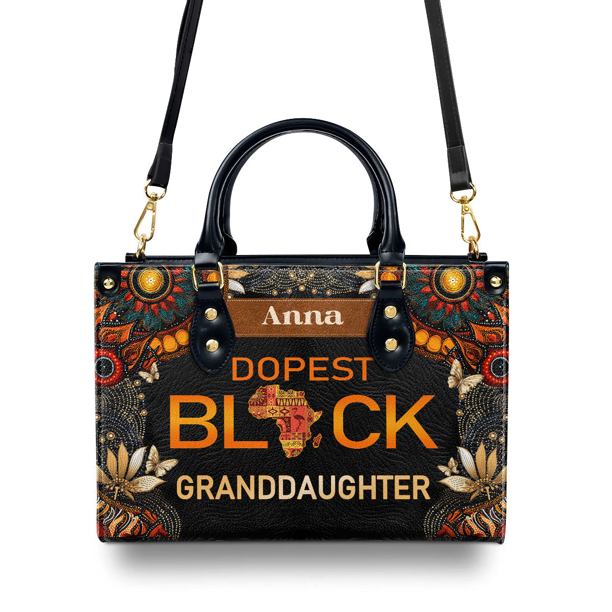 Dopest Black Granddaughter - Personalized Leather Handbag MB64D